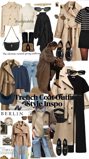 Neutral Spring Uniform Trench Coat outfit pin
